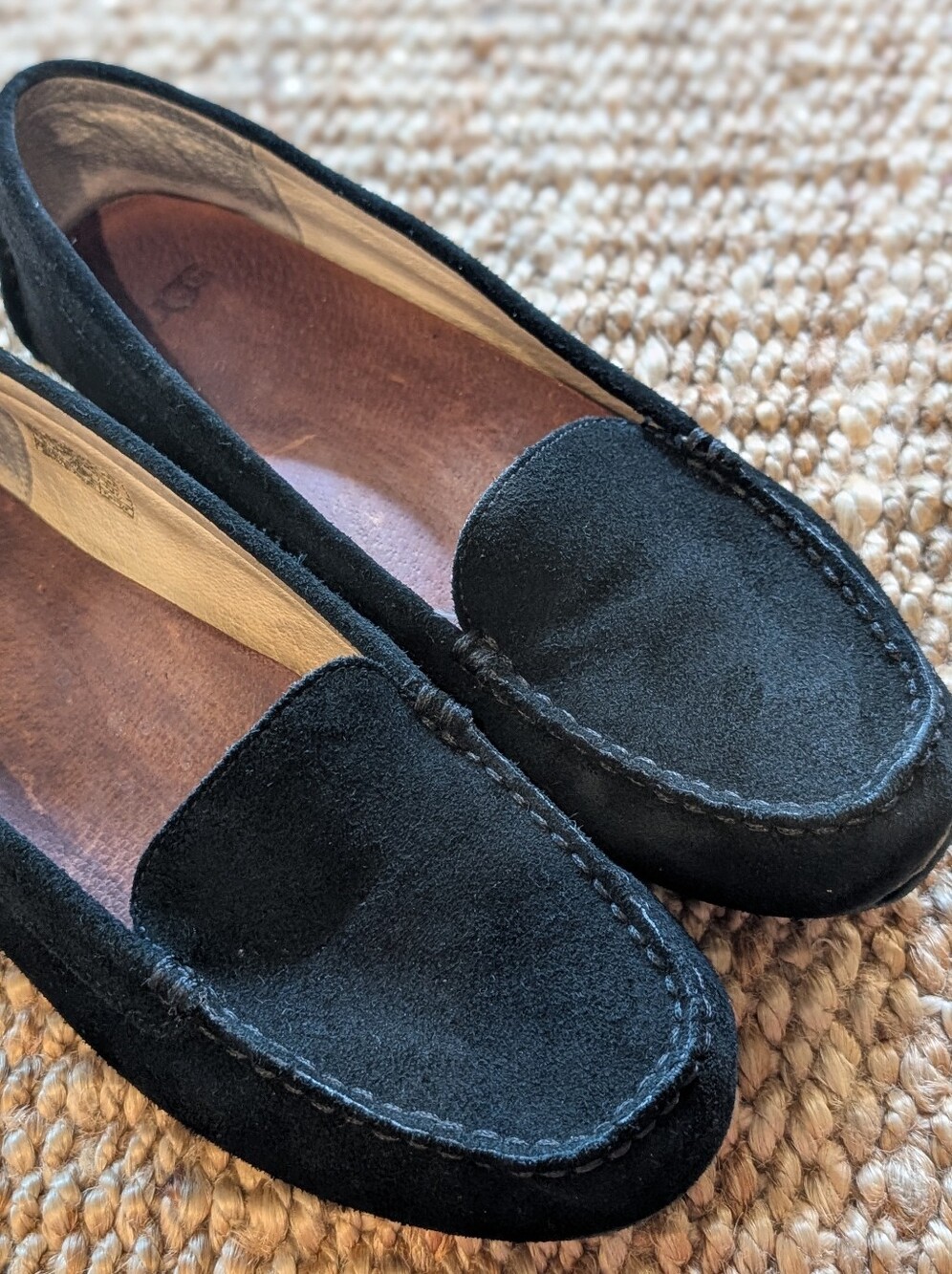 UGG Black Suede Slip-On Loafers - Picture 9 of 12
